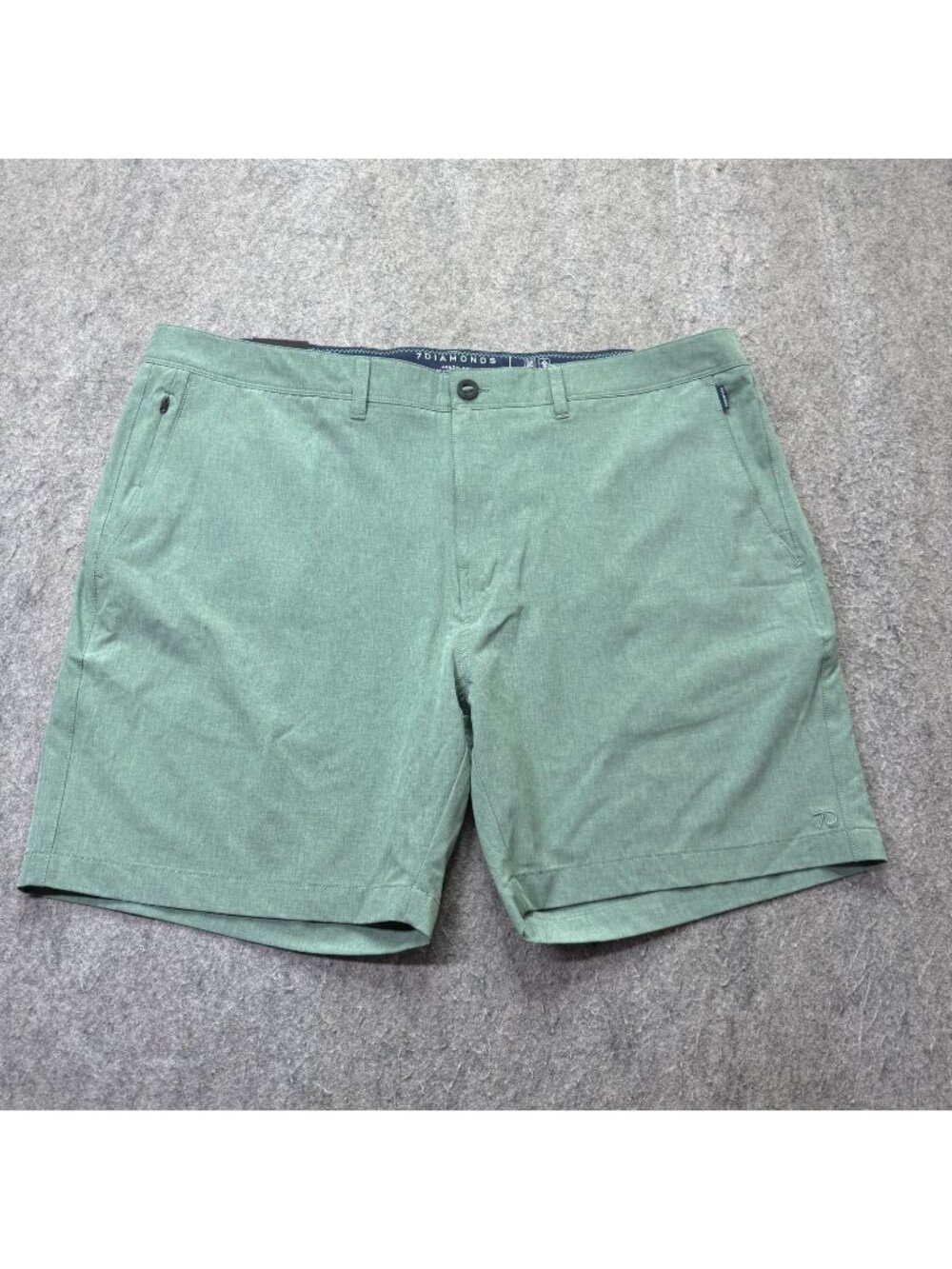 7 Diamonds Aeroplane Performance Shorts Men 42 Green Stretch 7"